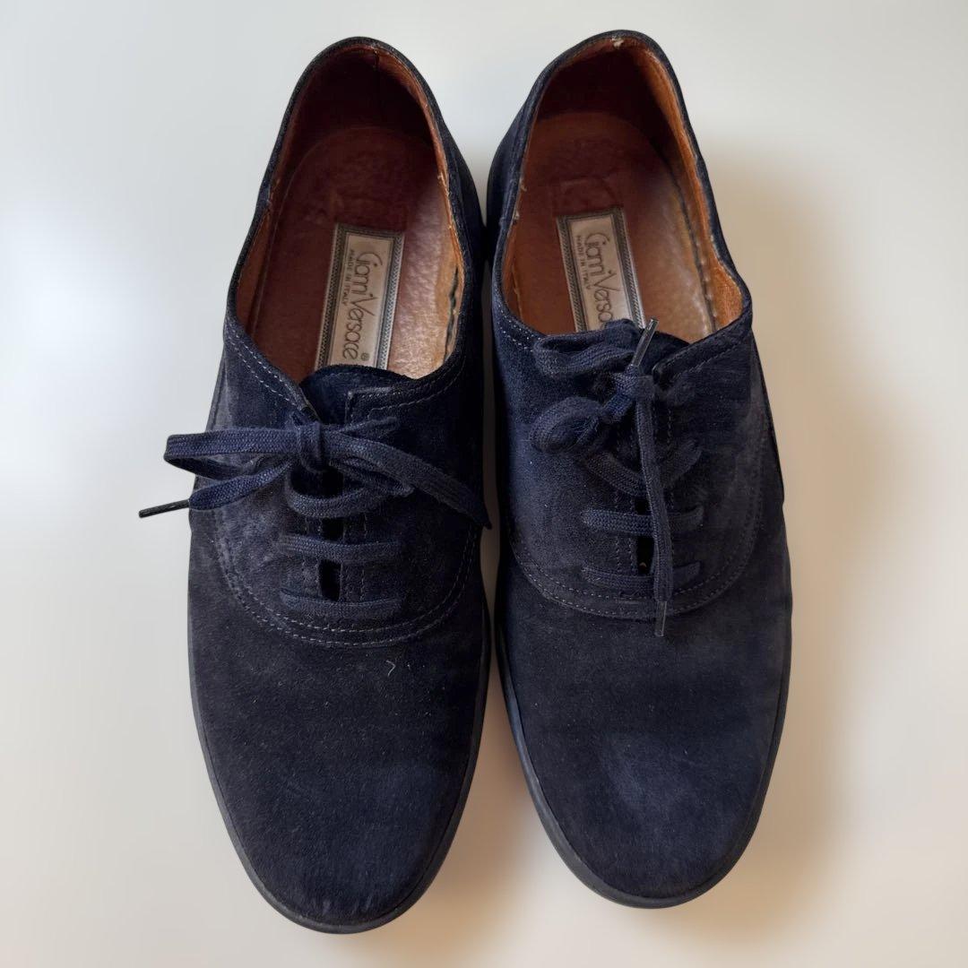 GIANNI VERSACE ブラック スエード シューズ ビンテージ