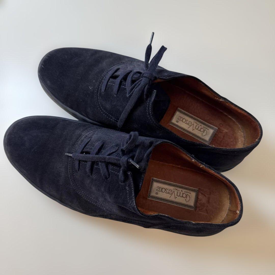 GIANNI VERSACE ブラック スエード シューズ ビンテージ