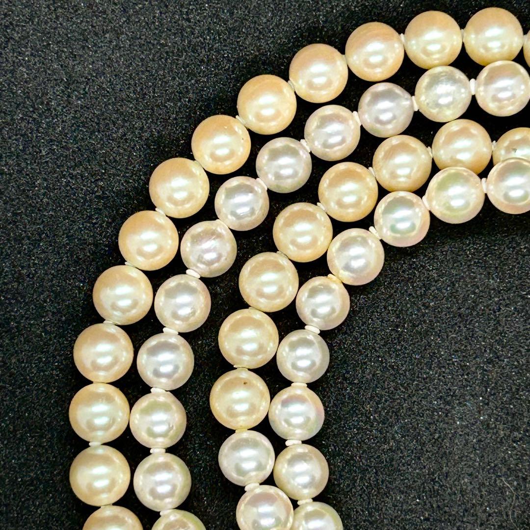 本真珠 二重ネックレス シルバー留め具