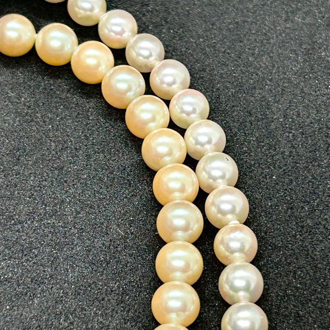 本真珠 二重ネックレス シルバー留め具