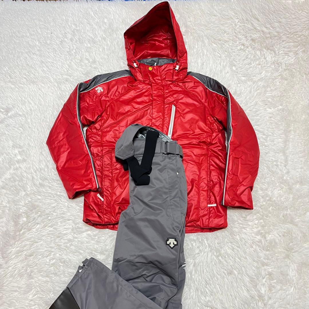 美品 DESCENTE デサント スキー 赤 セットアップ レッド スノボ