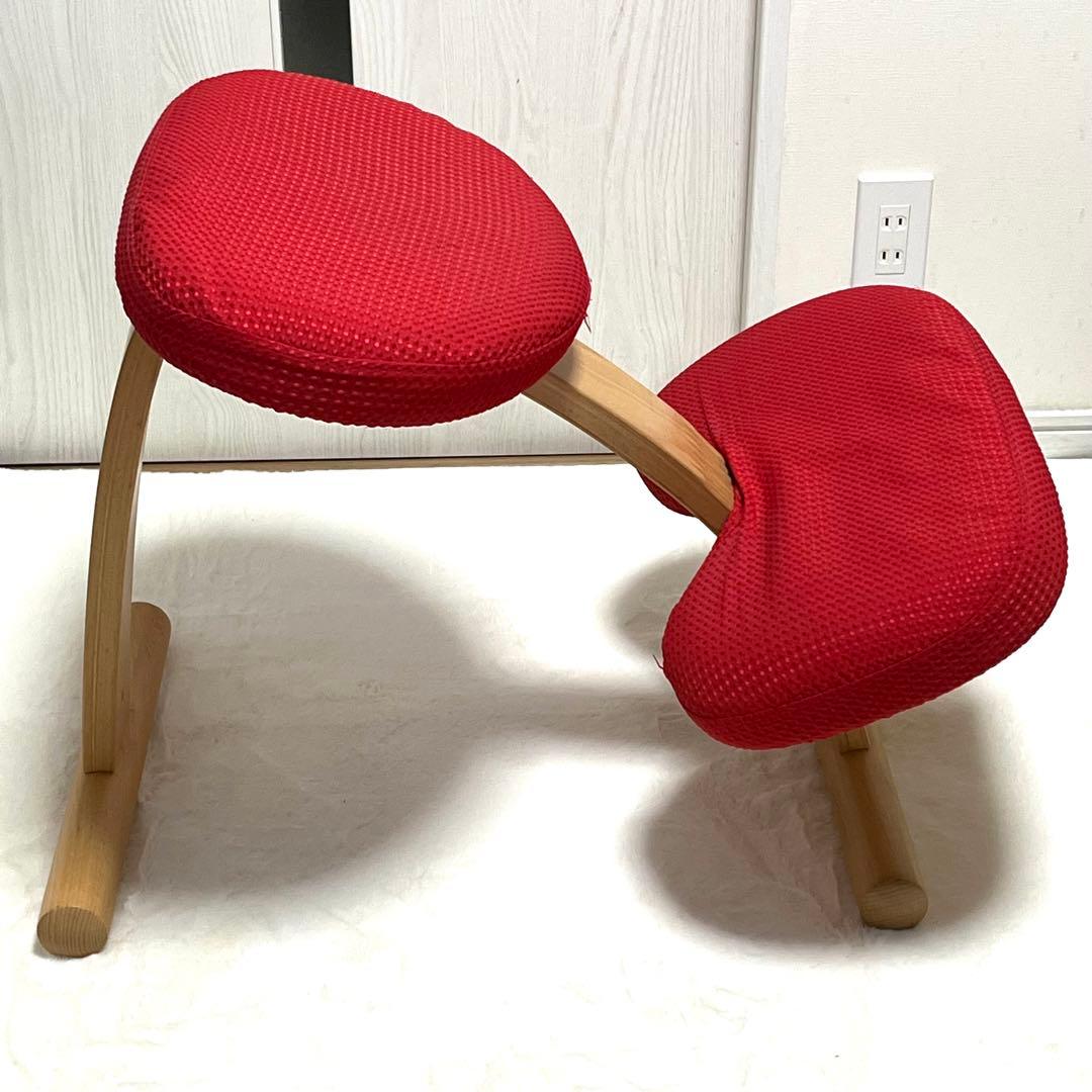 【美品】バランスイージー グレー 赤カバー付き バランスチェア RYBO