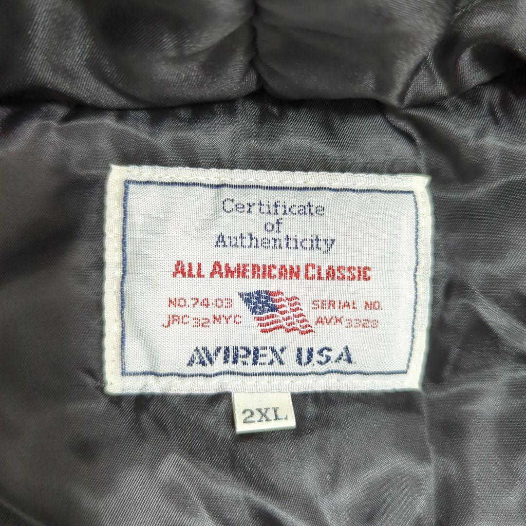 タグ付き AVIREX B-3 フライトジャケット　XXL 黒 ビッグサイズ