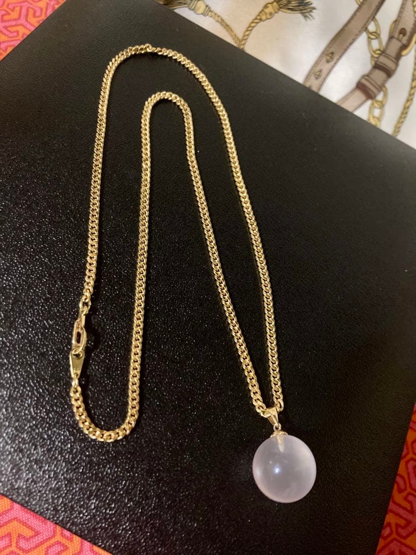 K18 (18金)　ペンダントトップ　大玉 天然石 　アンティーク