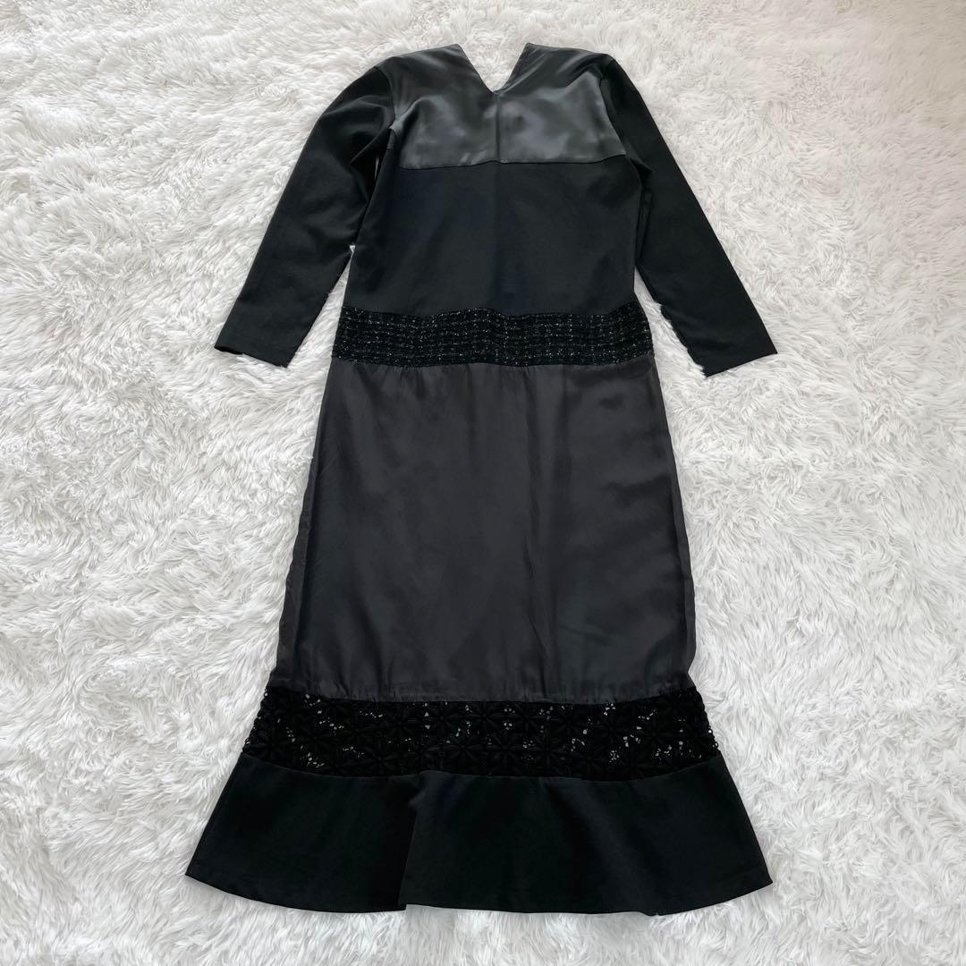 コムデギャルソン　マキシ丈ワンピース・花柄・刺繍レース・異素材ドッキング・90s