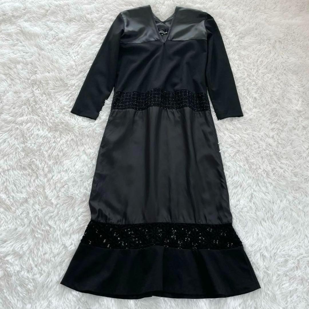 コムデギャルソン　マキシ丈ワンピース・花柄・刺繍レース・異素材ドッキング・90s