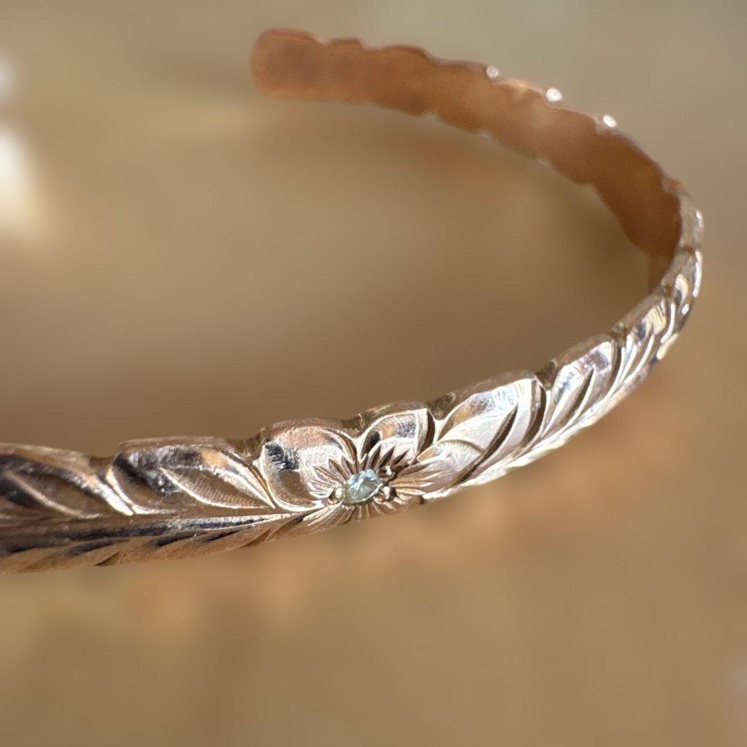 リル坊ワイレアハワイアンジュエリーバングル14kピンクゴールド＆メレダイヤ