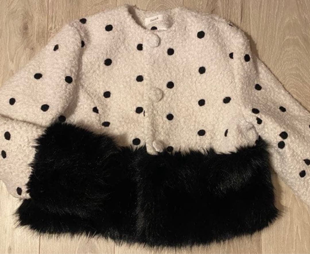 ドット柄ファー付きジャケット