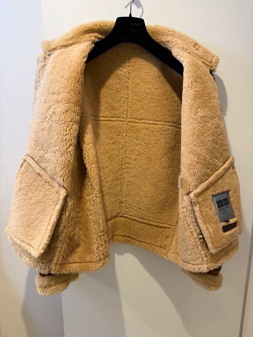 ポーランド製BOLINI 羊革ムートンフライトジャケット ブラウン48サイズ