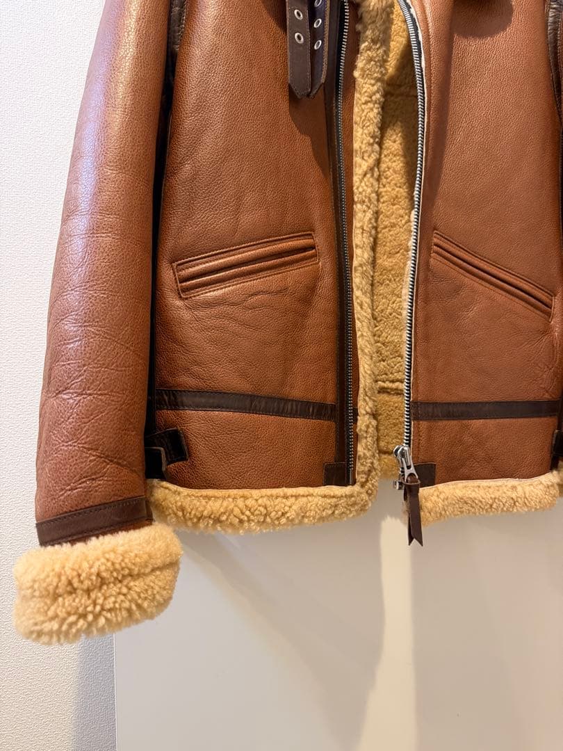 ポーランド製BOLINI 羊革ムートンフライトジャケット ブラウン48サイズ