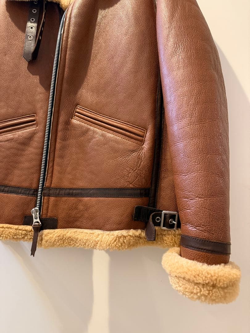 ポーランド製BOLINI 羊革ムートンフライトジャケット ブラウン48サイズ