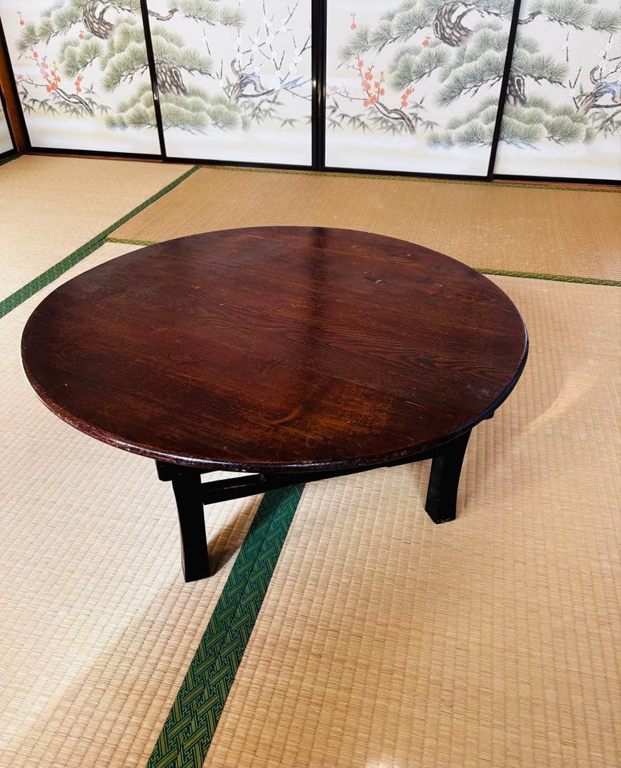昭和レトロ　折りたたみ丸いちゃぶ台