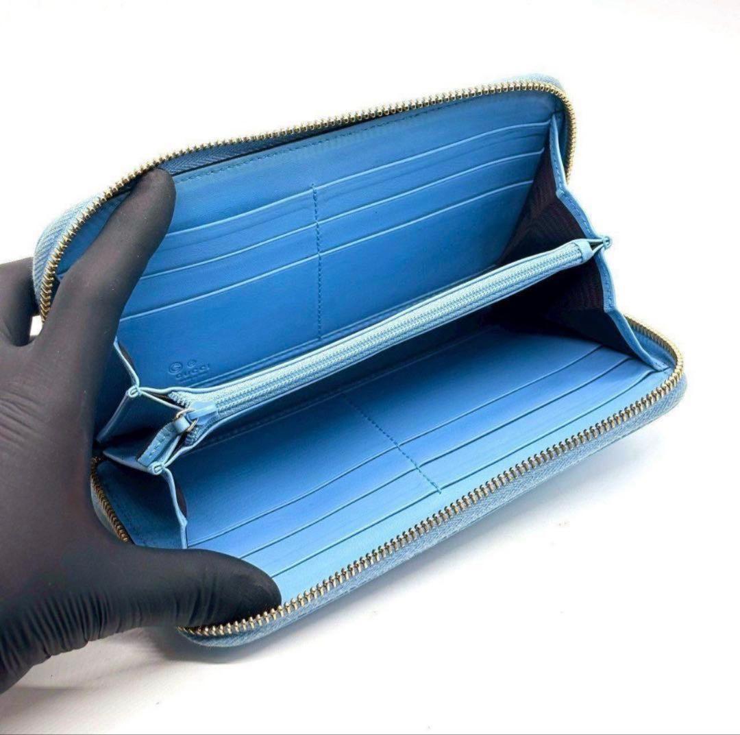 （美品）GUCCI グッチ シマ 長財布 ラウンドファスナー 12カード マイク