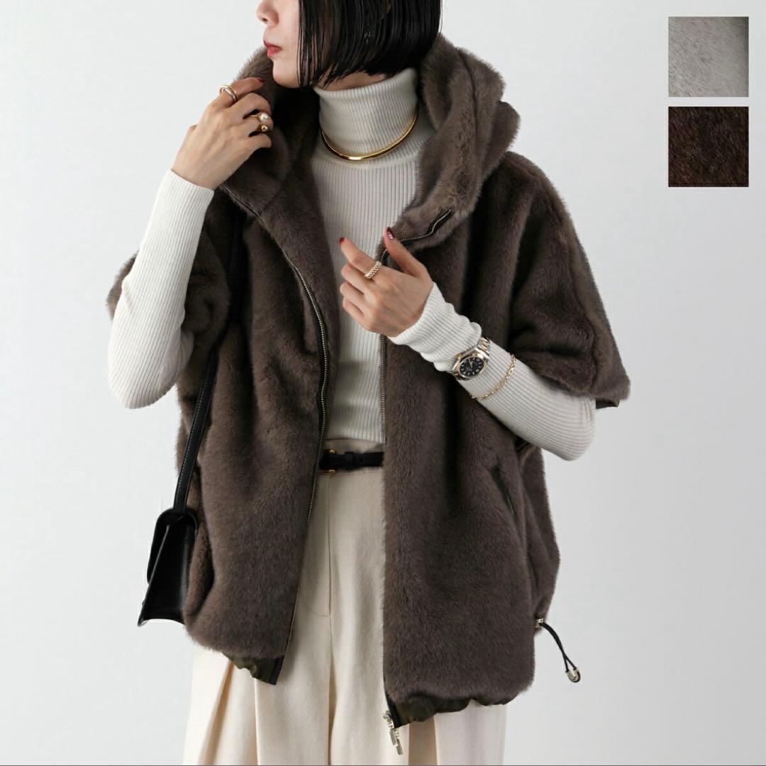 Eimee Law エイミーロウ ミンクライクファーケープ ブラウン　ケープ