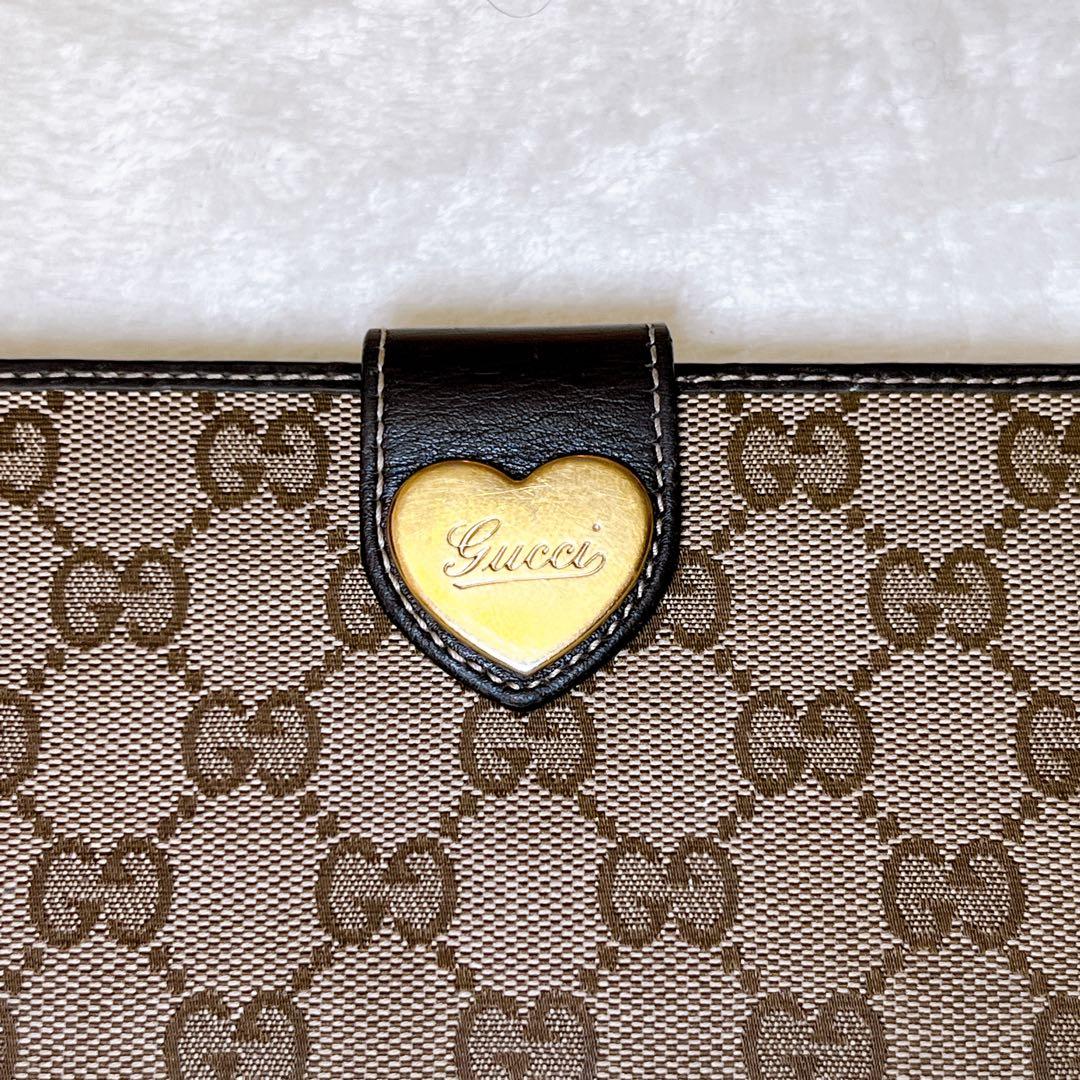 【極美品⭐︎】GUCCI 長財布 ラブリーハート GGキャンバス レザー ブラウン