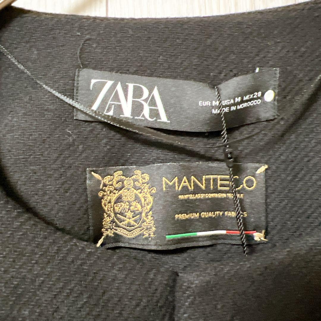 【ZARA】新品　ザラ　ポンチョコート　ブラック　ロング　ケープコート　M