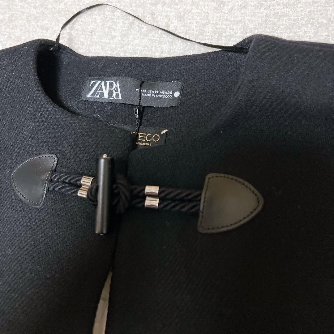 【ZARA】新品　ザラ　ポンチョコート　ブラック　ロング　ケープコート　M