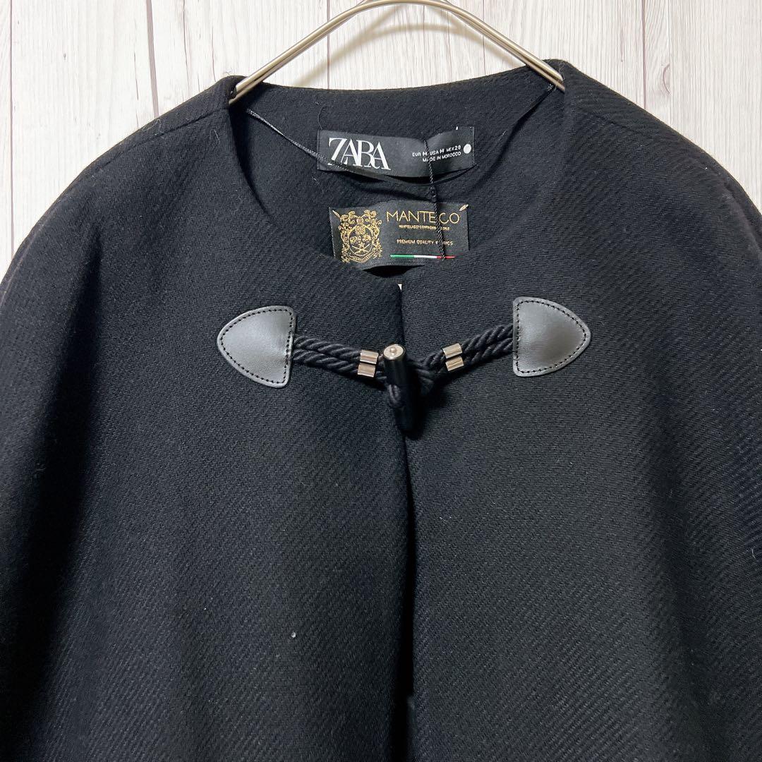 【ZARA】新品　ザラ　ポンチョコート　ブラック　ロング　ケープコート　M