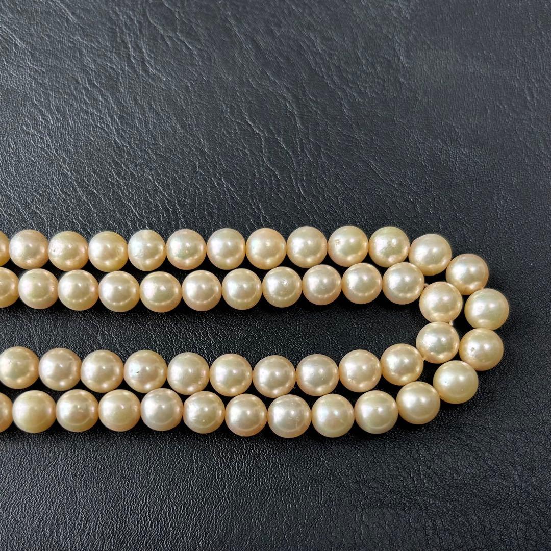 【2連✨122cm】パールネックレス　あこや　本真珠　シルバー刻印　7-8mm