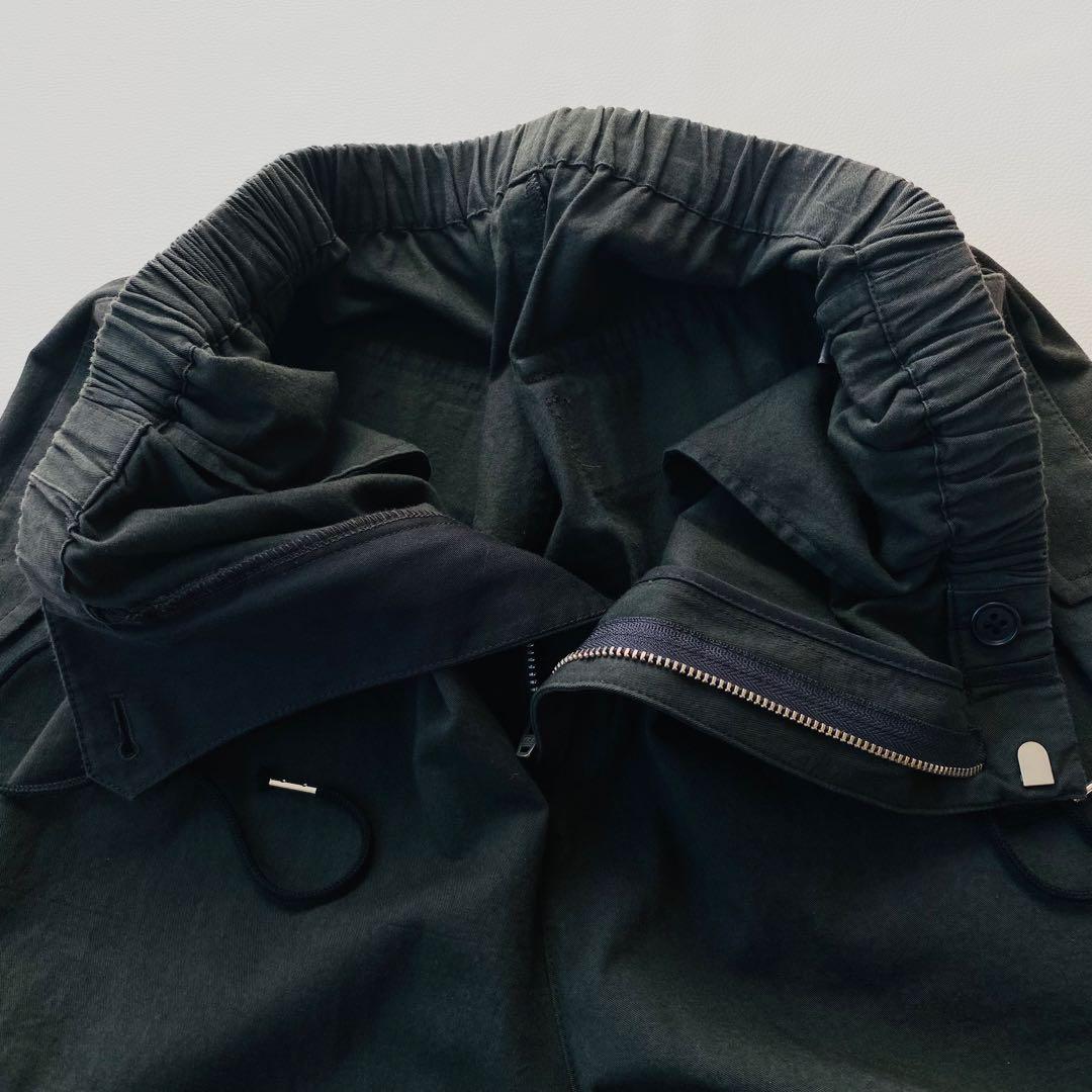 SHISHIKUI　パラシュートパンツ　天然日干し加工　ドローコード　ブラック