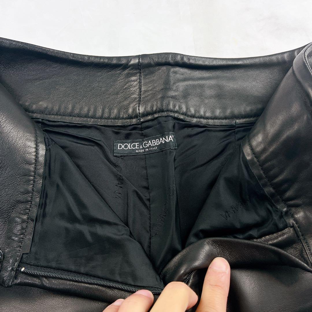 極美品✨DOLCE&GABBANA オールレザー パンツ フレア ブラック黒