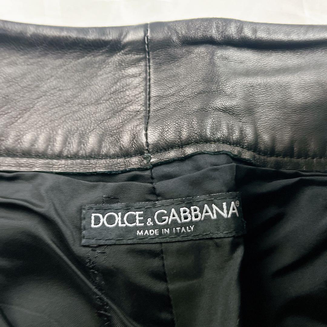 極美品✨DOLCE&GABBANA オールレザー パンツ フレア ブラック黒