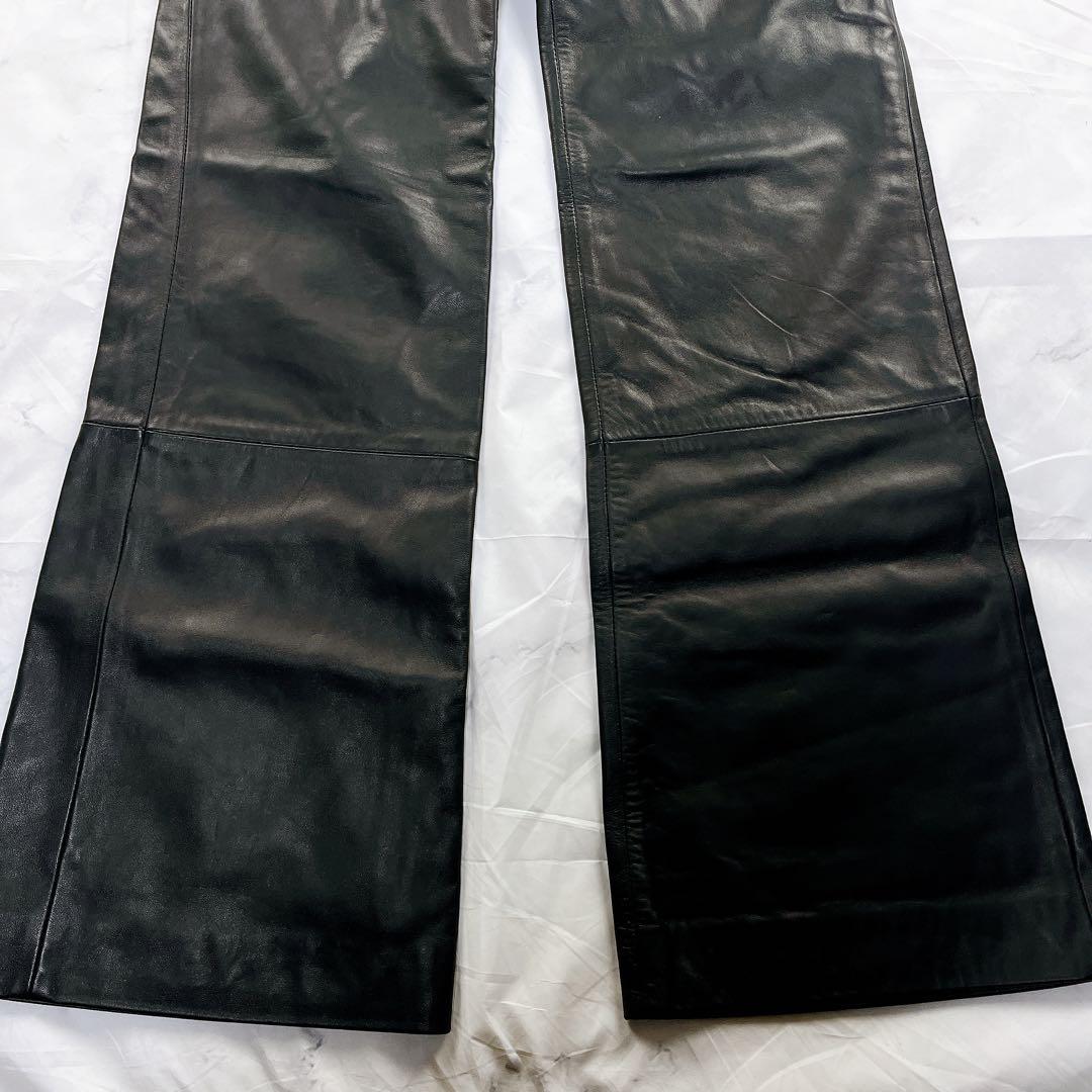 極美品✨DOLCE&GABBANA オールレザー パンツ フレア ブラック黒
