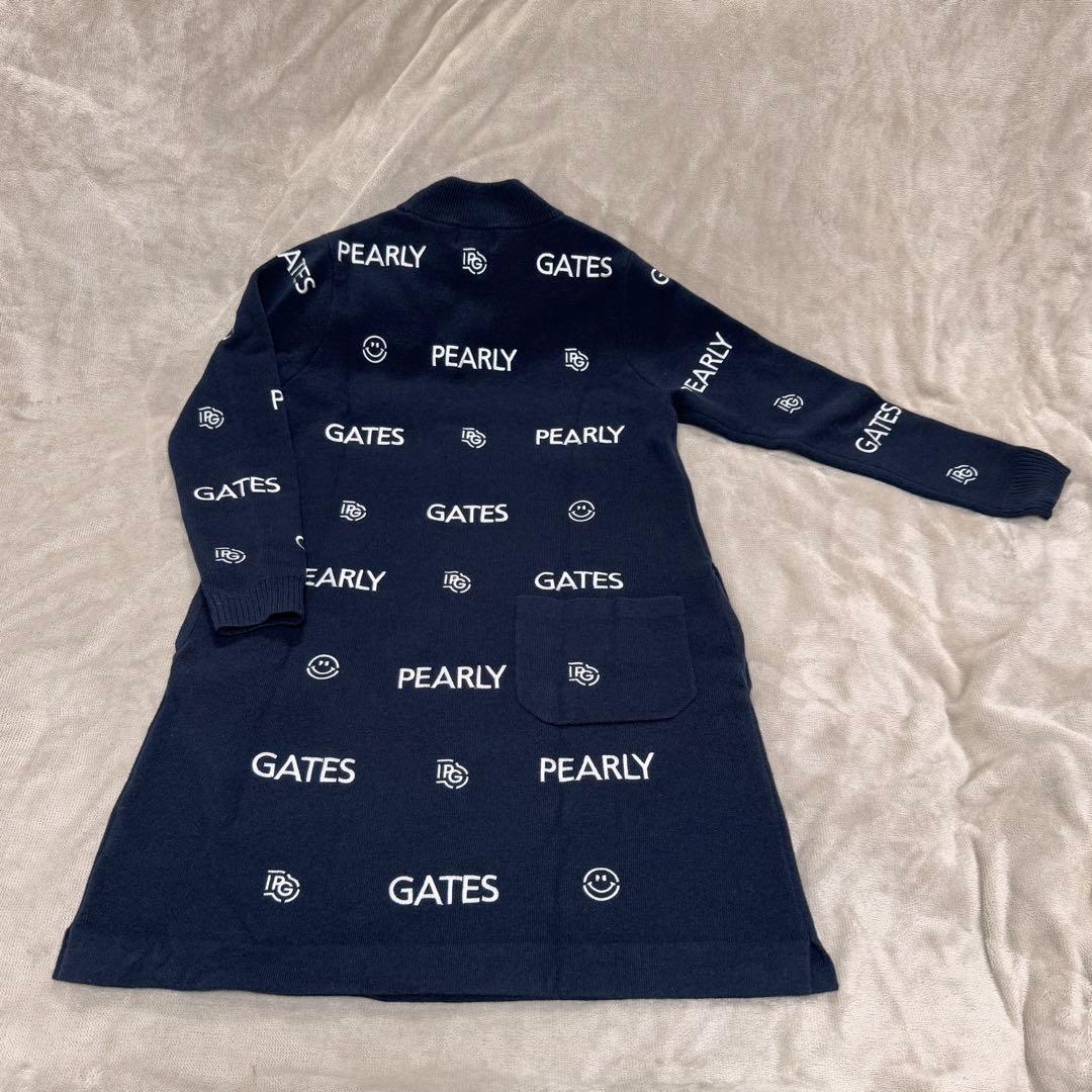 パーリーゲイツ モックネック ニットワンピース 刺繍 ネイビー 0 レディース