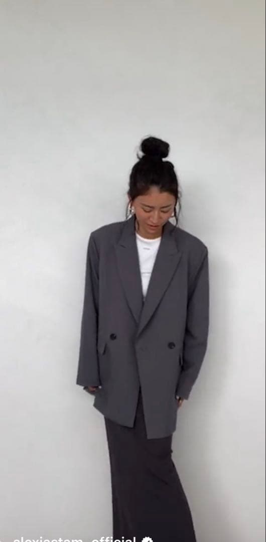 アリシアスタンウェルネス　グレー オーバーサイズ テーラードジャケット