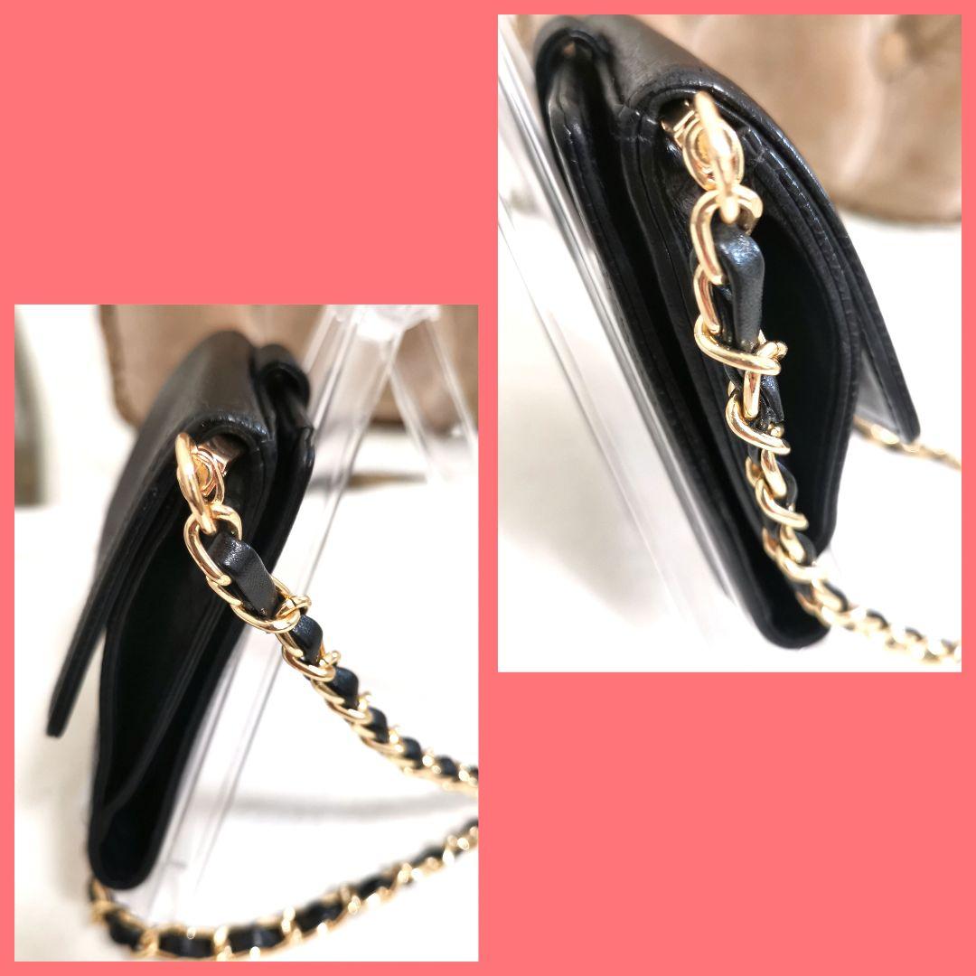 【美品】シャネルCHANELココマーク財布 黒キャビアスキン新品ショルダー鑑定済