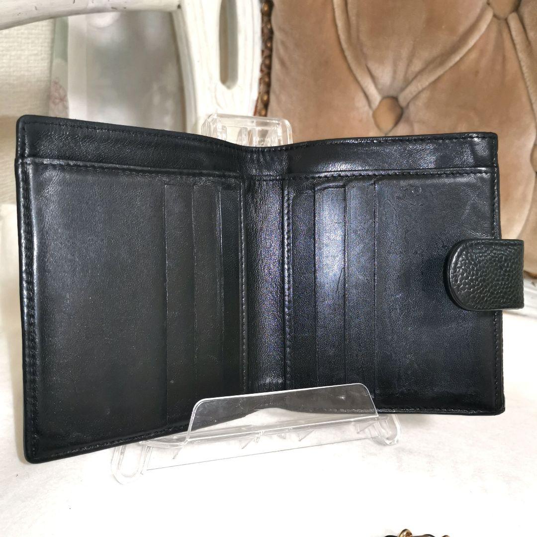 【美品】シャネルCHANELココマーク財布 黒キャビアスキン新品ショルダー鑑定済