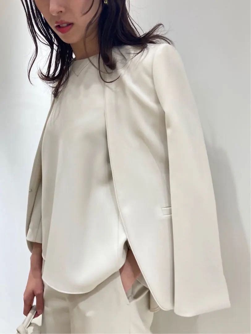 新品 トゥモローランド　ドライダブルクロス ノーカラージャケット