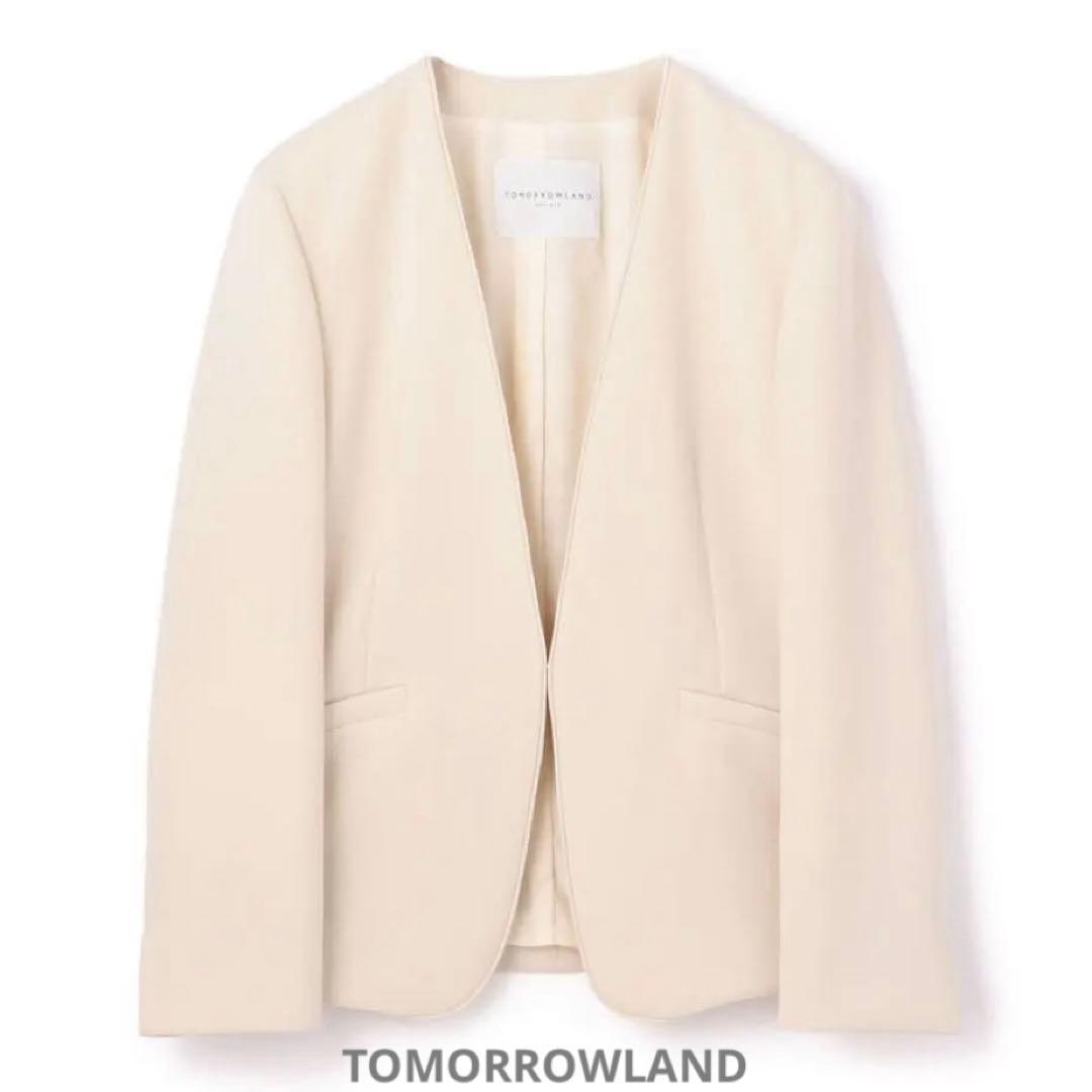 新品 トゥモローランド　ドライダブルクロス ノーカラージャケット