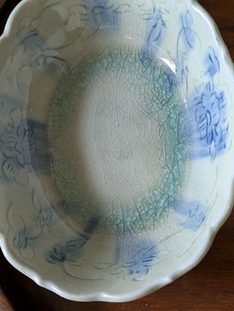 イムサエム　安南手　花模様の波形陶器鉢2個セット　市野吉紀