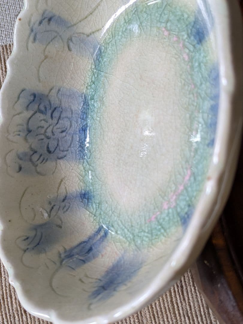 イムサエム　安南手　花模様の波形陶器鉢2個セット　市野吉紀