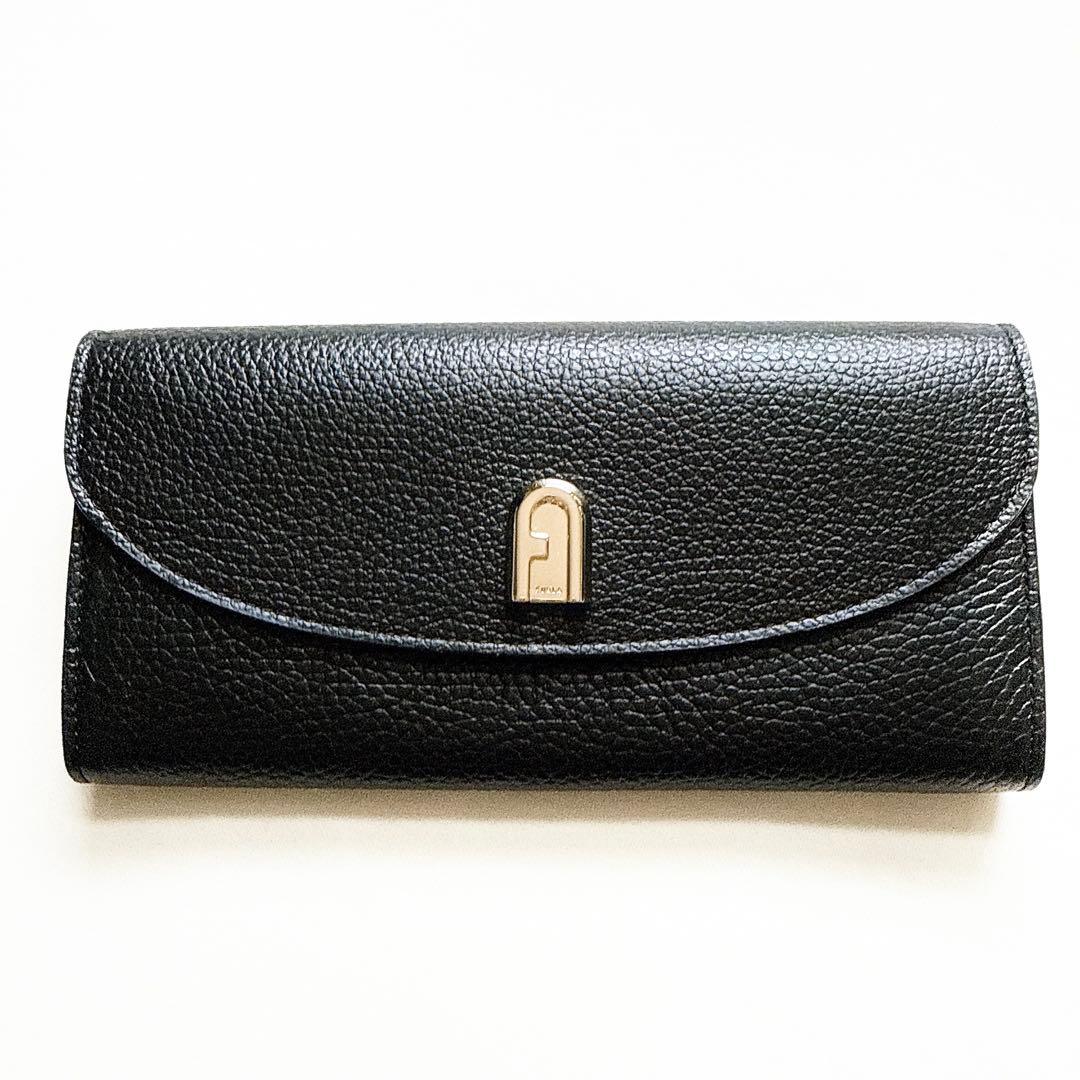 【訳あり・箱付き未使用品】フルラ　スリーク　フラップ式長財布　レザー　アーチロゴ