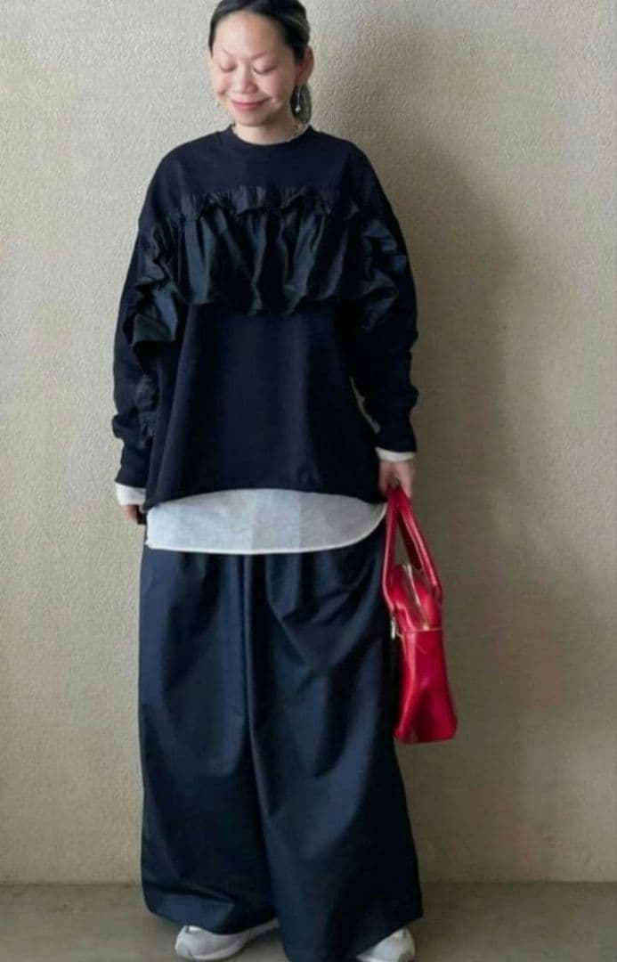 ⭐journal standard luxe タフタフリルプルオーバー　ネイビー