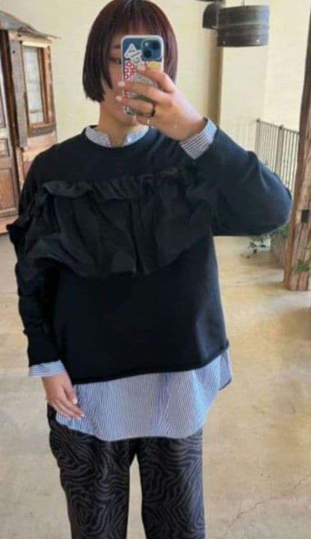 ⭐journal standard luxe タフタフリルプルオーバー　ネイビー