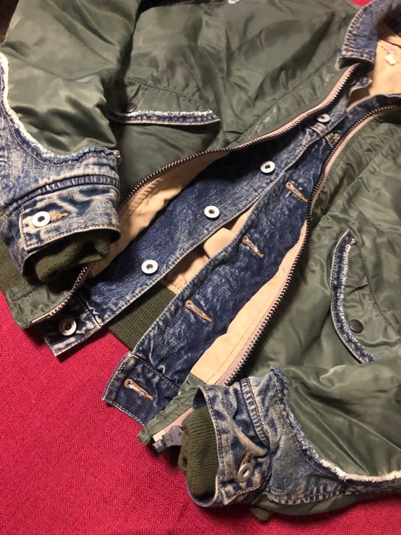 レア希少AVIREX MA-1フライトジャケットデニムドッキングM/カスタムロゴ