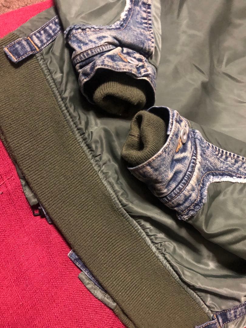 レア希少AVIREX MA-1フライトジャケットデニムドッキングM/カスタムロゴ