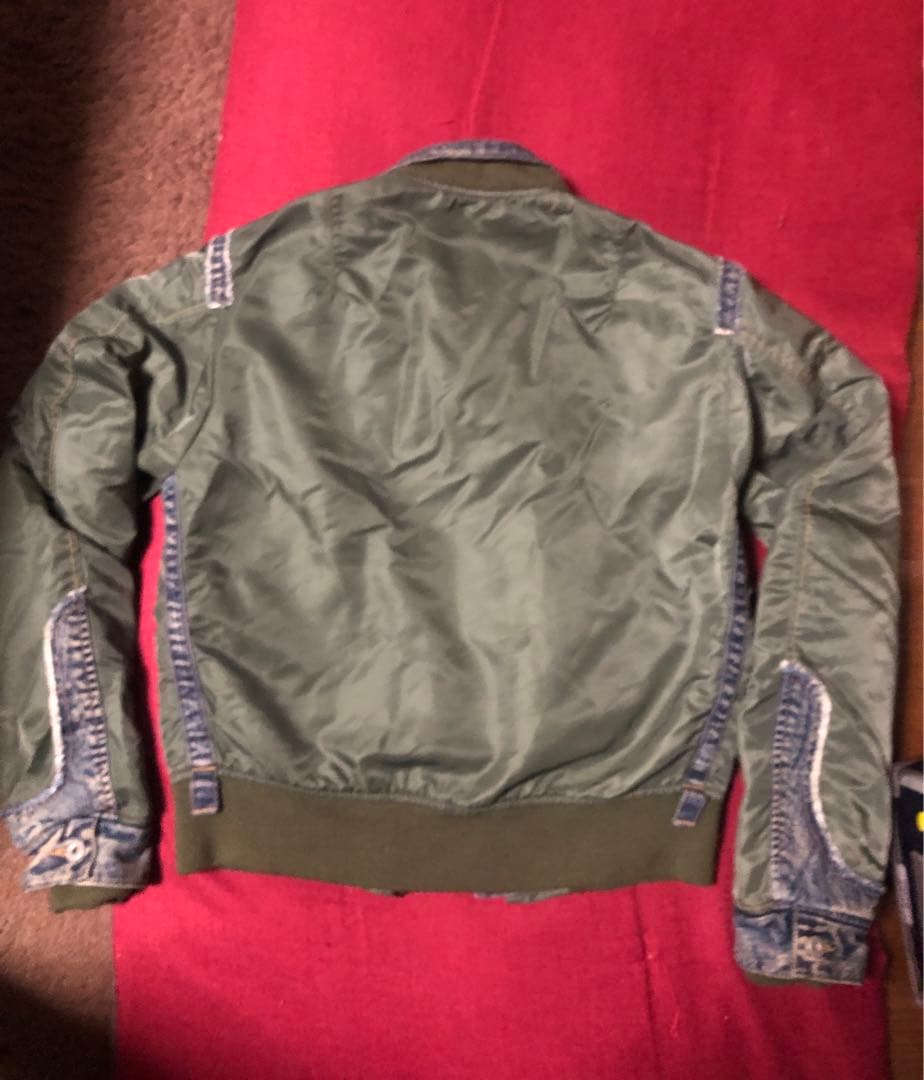 レア希少AVIREX MA-1フライトジャケットデニムドッキングM/カスタムロゴ