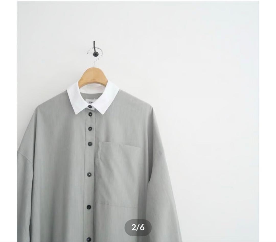 即完商品 未使用 タグ付きENFOLD シャツワンピース グレー