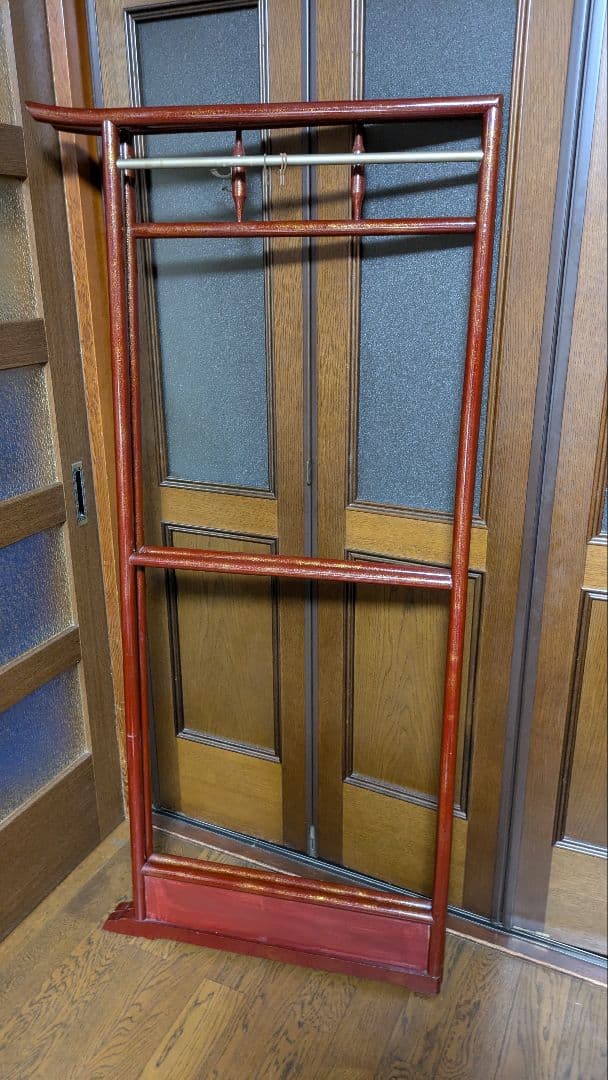 ③【昭和レトロ】木製 衣紋掛け ハンガーラック 折り畳み式 古道具 古民家　衣桁