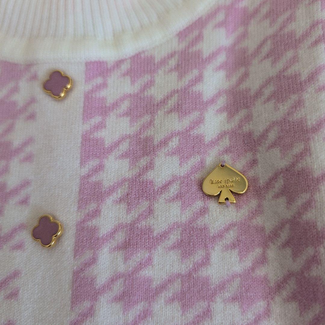 ケイトスペード　ニューヨーク　千鳥柄 プリーツニットワンピース　ピンク