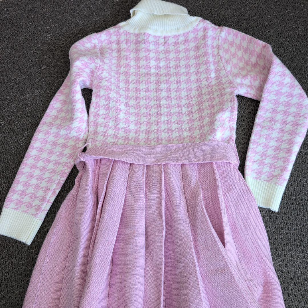 ケイトスペード　ニューヨーク　千鳥柄 プリーツニットワンピース　ピンク