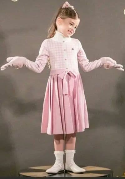 ケイトスペード　ニューヨーク　千鳥柄 プリーツニットワンピース　ピンク