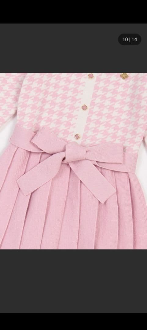 ケイトスペード　ニューヨーク　千鳥柄 プリーツニットワンピース　ピンク