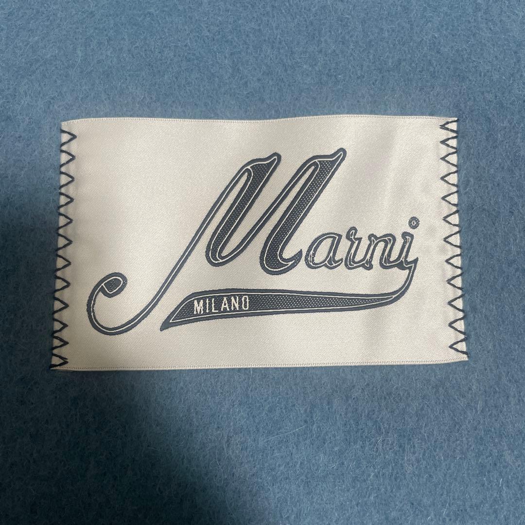 【新品タグ付き】MARNI マルニ ロゴマフラー ブルー アルパカ イタリア製