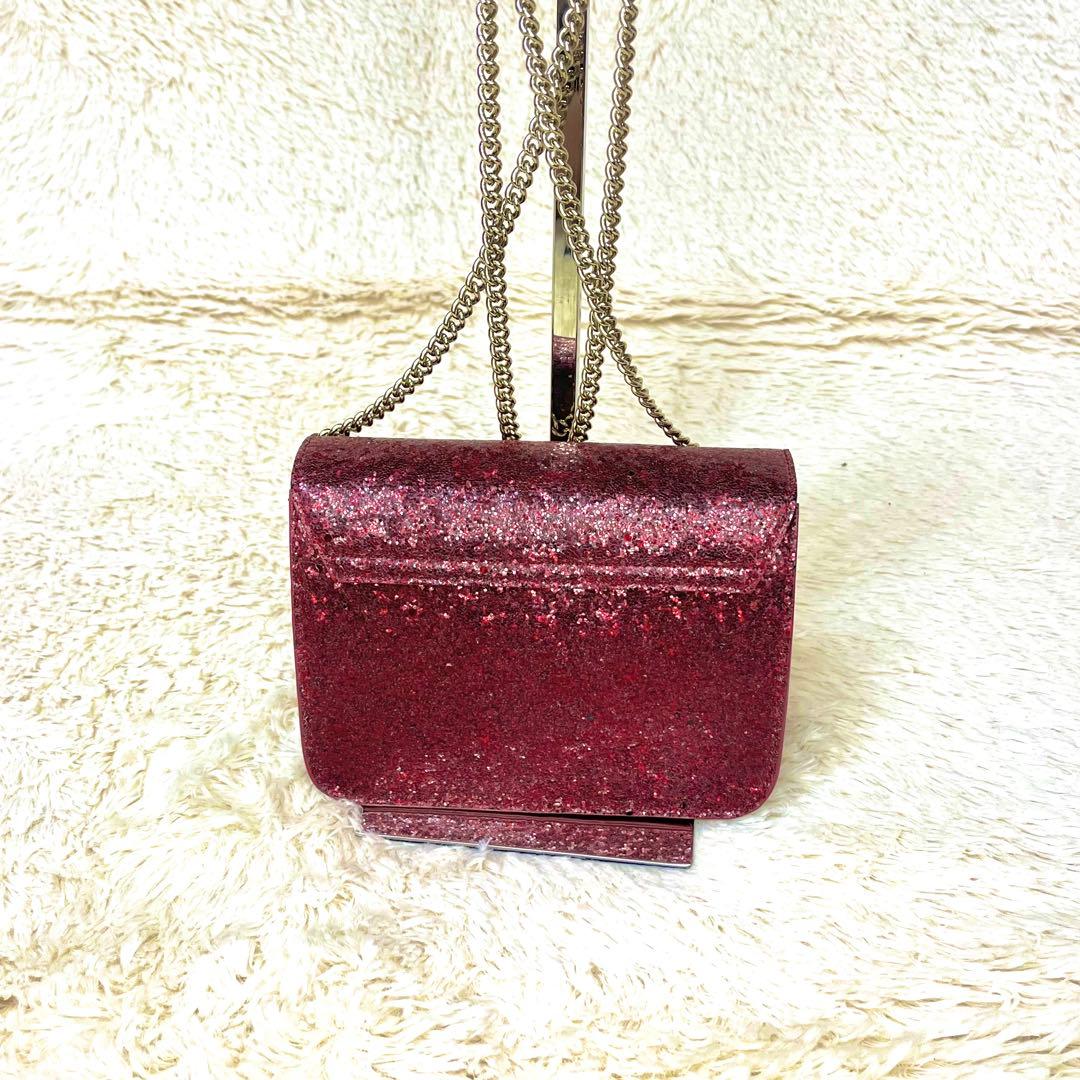 FURLA メトロポリス チェーンバッグ ポシェット ミニホルダー ラメ レッド