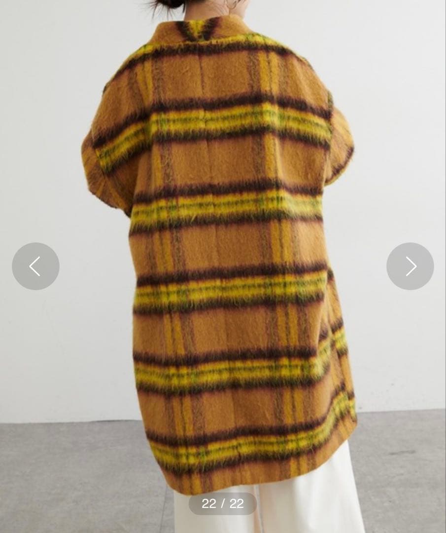 美品 BONbazaar ボンバザール シャギーチェックビッグコート